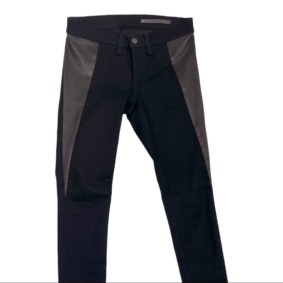 RAG AND BONE Black Denim Leather Jeans Pants - Picture 2 of 6